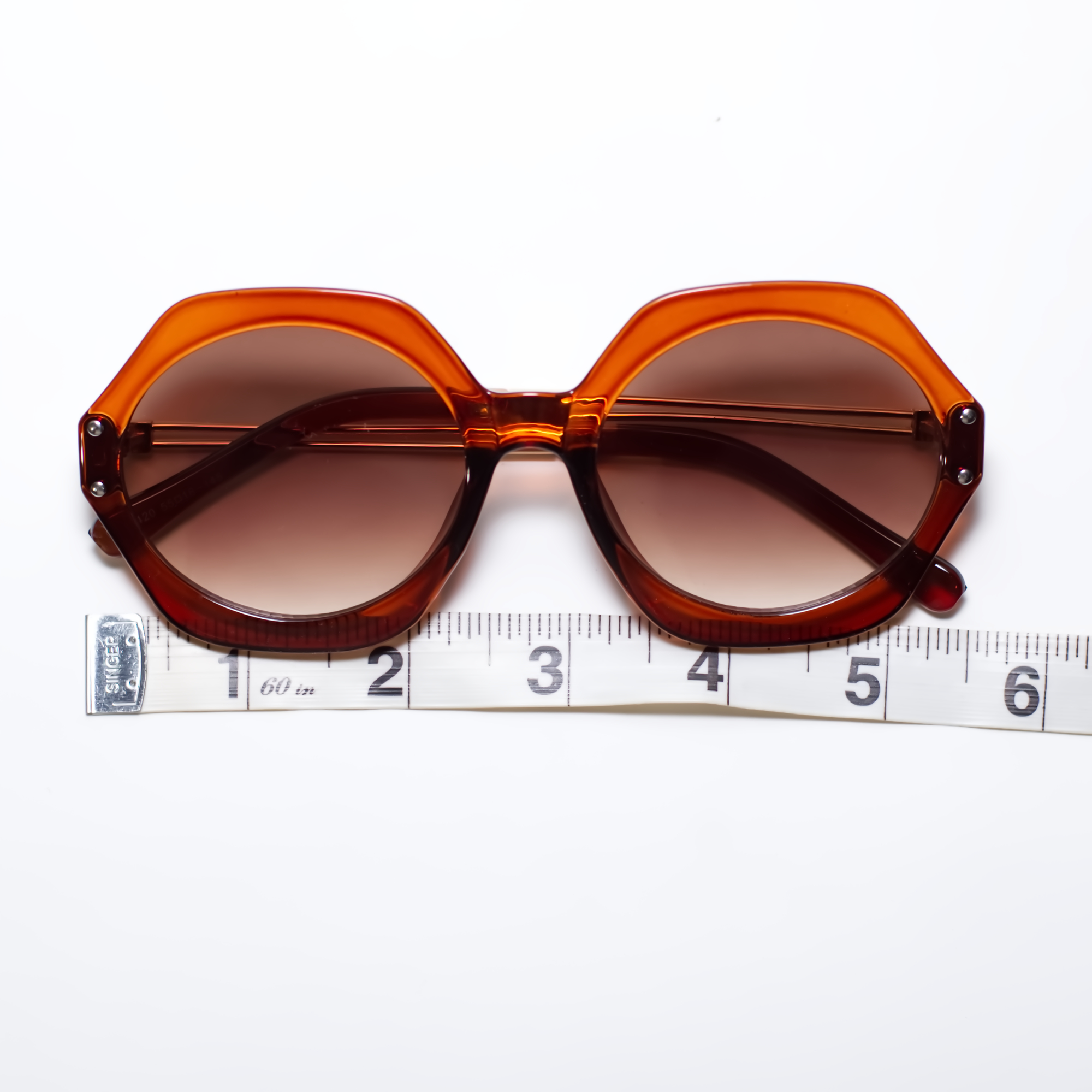 Brown Octagon Frame Round Lens Sunglasses Bold Fashioned